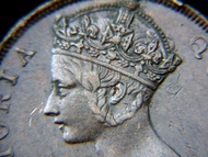 tf-1866年英屬香港(British Hong Kong)一仙(One Copper Cent)銅幣(英女皇維多利亞歌德像Queen Victoria Gothic Version)