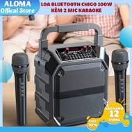 Loa Bluetooth 100W Chigo M15 chịp âm thanh cao cấp kèm 2 mic âm trầm bass khoẻ pin trâu