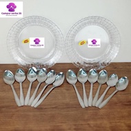 Paket Hemat 2 pcs Piring Tahan Pecah + 1 lusin Sendok makan Stainless