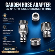 Brass Garden Hose Adapter - 3/4 Inch GHT Thread with Aerator for Faucet