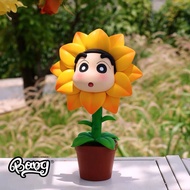 Echo Kasugabu Flower Shop First Bomb Sunflower Shin-Chan Trendy Play GK Statue Figure Figure Birthday Gift Figure Cartoon Cute Cute Collection