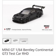 Tiny代理minigt 1/64 Bentley gt3 黑