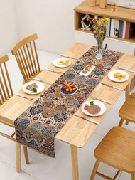 1入組，波西米亞風格桌旗-多彩幾何圖案，適用於家庭餐飲裝飾