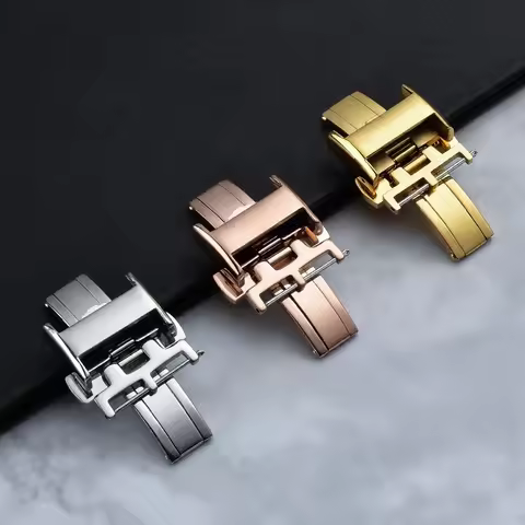 For Longines L2 L3 L4 L5 Watch Strap Buckle Accessories Rose Gold Folding Buckle Double Press Butter