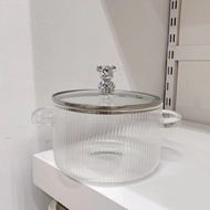 HY&amp; Simple Borosilicate Glass Pot with Two Handles Household Transparent Soup Pot Instant Noodle Pot Electric Ceramic St