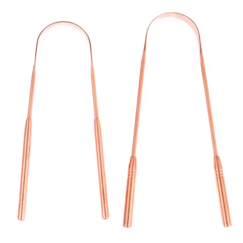 New 1Pcs Copper Tongue Scraper Cleaner Scraper Toothbrush Dental Oral Care Hygiene Health Care Tool