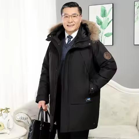 Winter Jacket For Men's Winter Goose Down Jacket Warm Fur Hooded Winter Coat Thick Long Male Coat Do