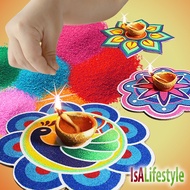 IsALifestyle Rangoli Board Sand Art Set Kid Play Craft Christmas Indian Deepavali Kolam Decoration Colorful Sand