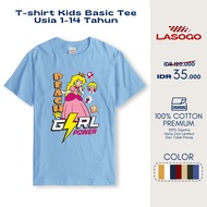 Lasogo Girls Basic T-shirt Peach Power T-shirt Age 1-14 Years Short Sleeve Cotton Combed 30s -FG665