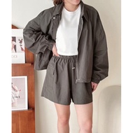 Oatmeal |Outdoor Feeling Full ️ Nylon Overalls Shorts Quarter Pants (3colors) Short Pants Women