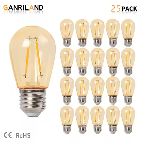 GANRILAND S14 PC String Light Bulbs Amber Plastic E27 220V Waterproof IP44 Warm White 2700K Vintage 