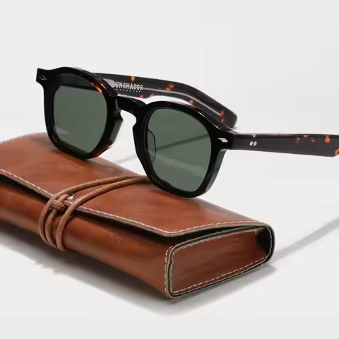 High QualityTortoiseshell Round Frame Handmade Sunglasses Designer Men Acetate Women's Beach Sun UV4