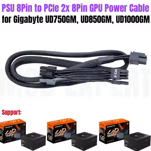 PSU 8Pin to PCIe 2x 8Pin 6+2Pin GPU Power Cable Sleeved for Gigabyte GP-UD750GM, GP-UD850GM, GP-UD10