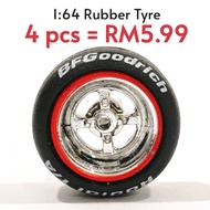 1/64 Tyre with BFGoodrich Radial T/A Lettering & 4-Spoke Rim (Without Axle)