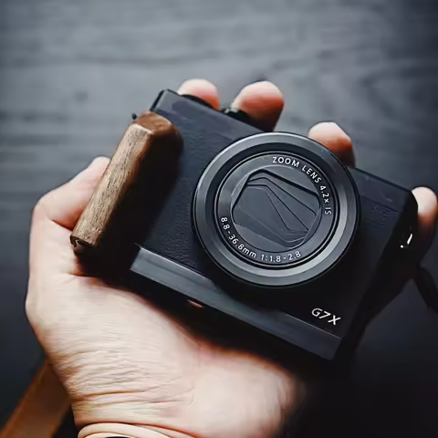 For Canon PowerShot G7 X G7X Quick Release Plate Wooden Handle Grip L-Shaped Plate With Wooden Grip 