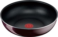 Tefal L43919 Fry Pan with Removable Handle, 11.0 inches (28 cm), Deep Wok, Compatible with Gas Fire, Ingenio Neo Vintage Bordeaux Intense Wok Pan, Non-Stick