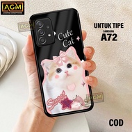 Samsung A72 Case - New Case Glossy casing Samsung A72hp [CUTE CAT Motif] - AGM Case softcase glass c