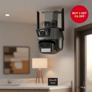 Dual Lens Outdoor Security Camera with Police Siren, 4K and 6MP Resolution