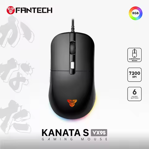 FANTECH KANATA S VX9S Wired Mouse 7200DPI 6D Button Macro Mice and ARBG Ergonomic Mice Huano Switch