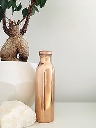 Aakrati Pure Copper Yoga Water Bottle or Thermos Flask 34oz Capacity with 99.5% Purity- Handmade,Joint Free &amp; Leak Proof for Ayurvedic Health Benefits,Sports,Gym,Yoga &amp; Travel