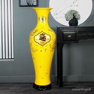 Ceramic Yellow Amass Fortunes Floor Vase Chinese Living Room Decorations Office Decoration Extra Large GZFP