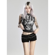 y2k t-Shirt y2k Women's American Retro Top y2k y2k y2k Clothes y2k Hot Girl Half Turtleneck Sleevele