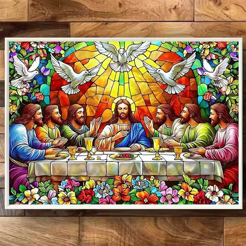 2000/1500/1000/500pcs Adult Jigsaw Puzzle - Last Supper Leonardo da Vinci Replica, Stained- Style Mo