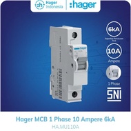 ORIGINAL Hager MCB 10a 10 Ampere 1P 1 Phase 6kA Mcb Listrik MU110A