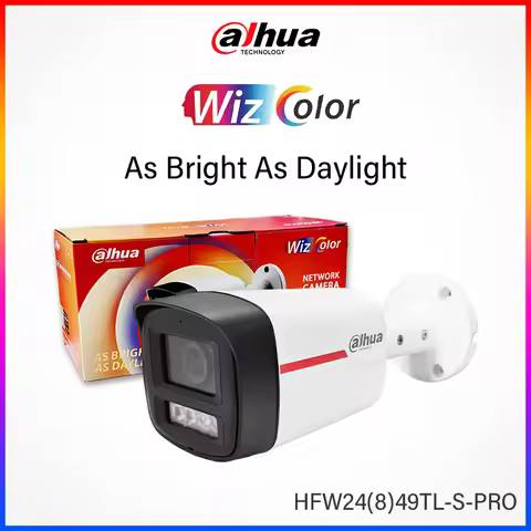 Dahua 4MP 8MP WizColor Camera 4x Warm Light 50 m Illumination Distance Outdoor Security Camera HFW24