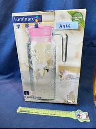 【杜老師的二手商店】（台灣現貨）Luminarc 法國樂美雅玻璃小花圖案水壺 A466 全新未使用 冷飲壺 茶壺