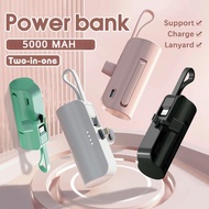 NEW 2 IN 1 5000mAh Mini Portable Powerbank For iPhone Android Micro USB Power Bank Mobile Lightweight Mobile Battery