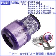 淨博 - 適用於Dyson V11 Animal Pro & V11 Absolute Pro & Fluffy & SV14無線吸塵機後置HEPA 2合1代用濾網濾芯