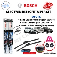 BOSCH Aerotwin Retrofit U Hook Wiper Set for Toyota Land Cruiser J200, Facelift (2007+) / Prado J150
