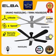 ELBA TERRA ECF-N5650(GR) 56" / URANO ECF-N6032L(BK) 60" DC Motor 5 Blade With Remote Control / Kipas