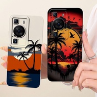For Huawei P60 Pro P 60 P60 Art Lens Protective Casing P60Pro P60Art P60 Fashion Dusk Beach Painting