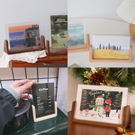 (2 Colors) Acrylic Photo Frame Wooden Base Insert A Postcard Polaroid 4x6 Inches A6 A5 A4 B7 B6