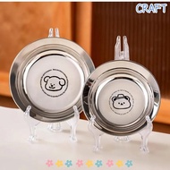 ICRAFT Mini Plates, 304 Stainless Steel 14/16CM Round Plates, Cute Shockproof Reusable Tableware Chi