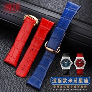 2024♈☃ XIN-C时尚4 Suitable for for/Omega/Constellation Double Eagle series cowhide watch strap black red blue 23mm men's and women's replacement accessories