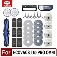 Fit For ECOVACS T50 PRO OMNI / T50 OMNI Robot Vacuum Spare Parts Main Side Brushes Mop Cloths HEPA F
