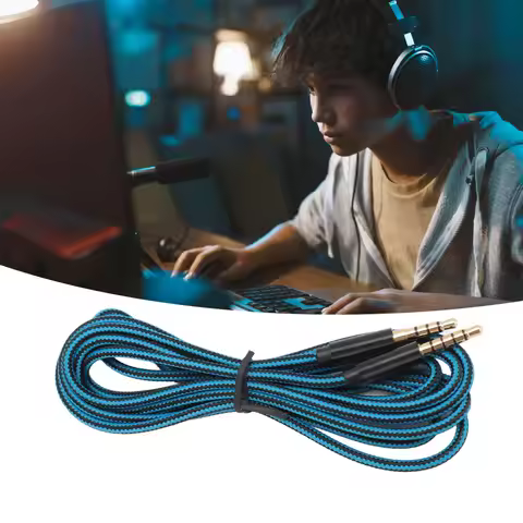 3.5mm 5 Pole Plug to 4 Pole Plug Cable Replacement 3.5mm Gold Plated Plug Gaming Headset Cable for L