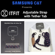 原裝 Samsung C&T ITFIT 雙扣繩 手機掛繩 *適合任何型號手機 * (有手機殼即可用) 電話繩 (附送墊片) 掛頸手機掛繩 通用手機掛繩 便攜 可側揹 手機斜孭帶 Adjustable