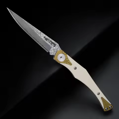 Folding Knife, Damascus Steel, Portable, G10 Handle, Outdoor Multi-Functional Pocket Knife, High Har
