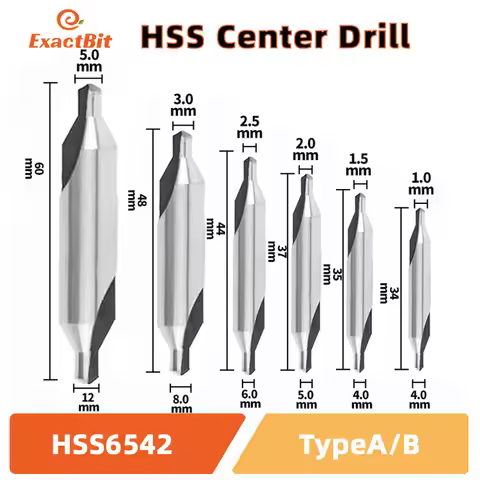 ExactBit HSS Center Drill For Metal 6pcs A1 A2 A2.5 A3 A4 A5Drill Hole Centering Dril M35 6542 Cente