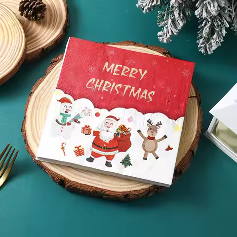 10/20pcs 33*33cm 2-Ply Christmas Party Decoration Paper Cartoon Christmas Elements Printed Napkins R