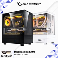 Darkflash DB330M Black & White M-ATX Tempered Glass CPU Case | Black Micro ATX Computer Case White/