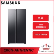 Samsung RS70F65QNFME Side By Side Fridge N655L Inverter Smart Things AI Energy Black