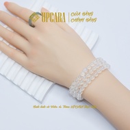 VIP natural moonstone bracelet wrapped with 3 rings, size 6mm, white and blue, suitable for UPCARA m