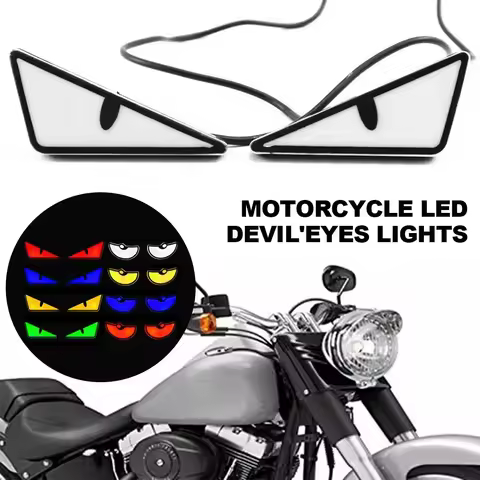 2Pcs Motorcycle LED Devil'Eyes Lights Demon Eyes Headlight Motorcycle Mini Projector Lens Turn Signa