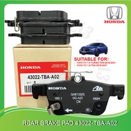 ORIGINAL HONDA 43022-TBA-A02  CIVIC FC1 FK1 TURBO RS FE1 TURBO REAR DISC BRAKE PAD