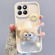 Casing Honor X6C HonorX6C Phone Case New Design Cute Cartoon 3D Plush Coal Ball Lens Protection Sili